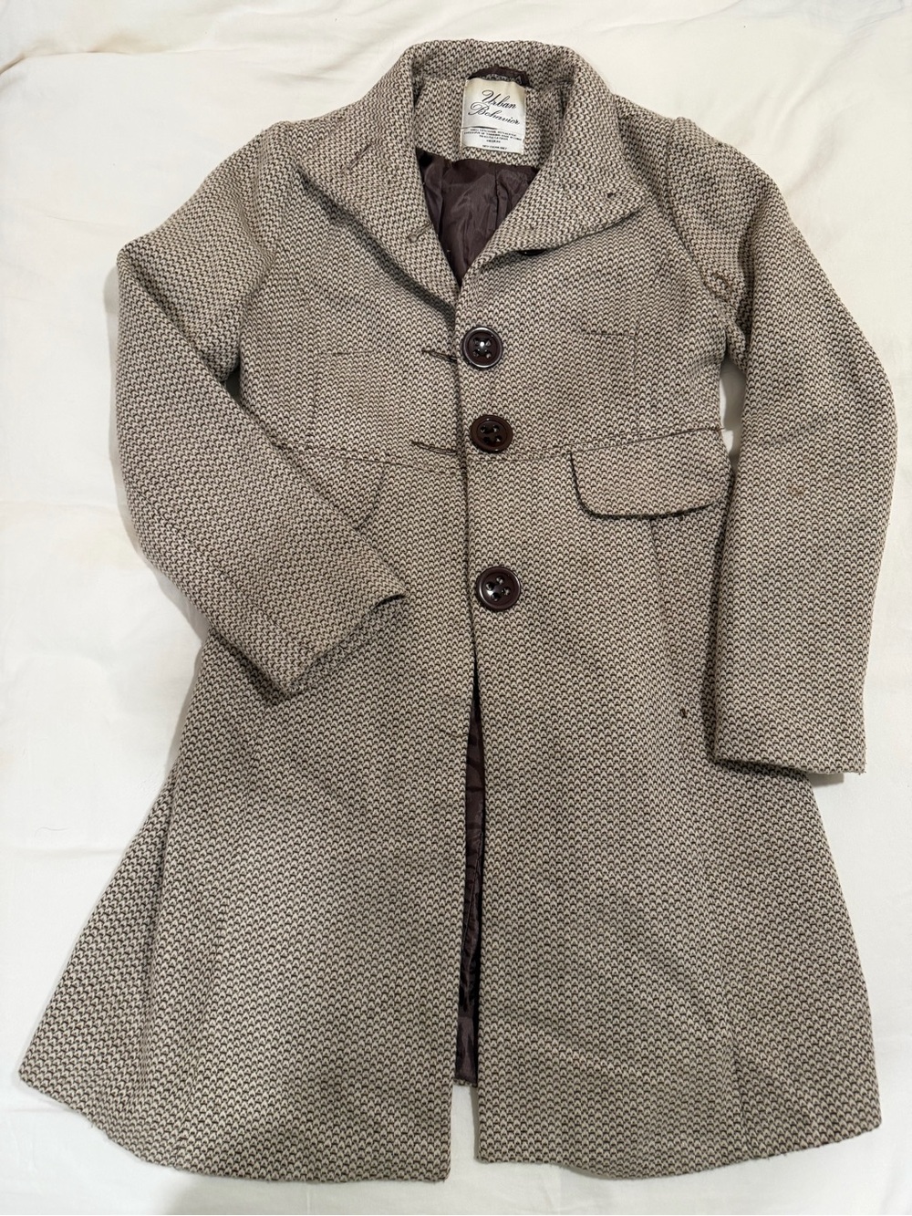 Urban Behavior - Tan Wool-Blend Coat with Button Front